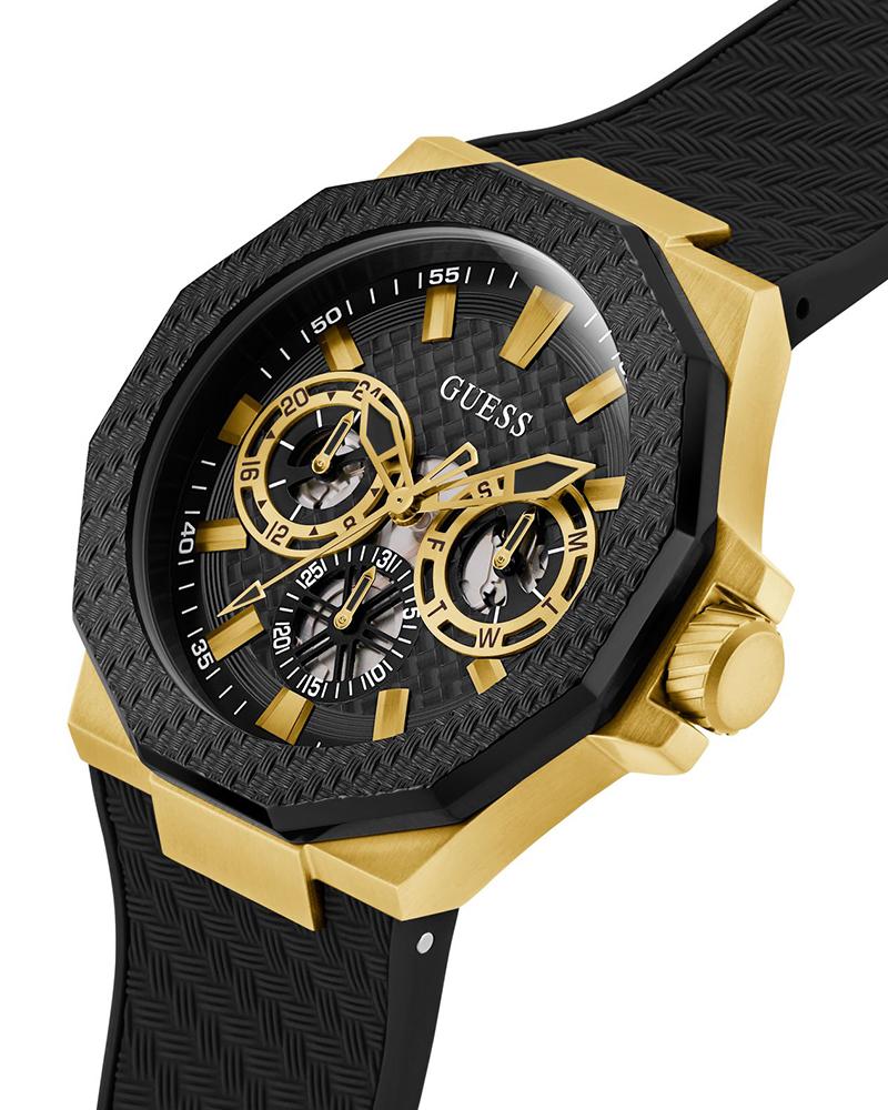 Guess GW0853G2 | Sport 45 mm Black Dial Silicone Analogue Wrist Watch for Men