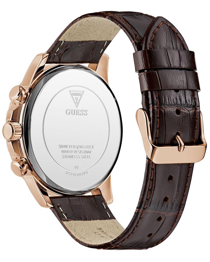 Guess GW0901G3 | Mens Brown Multi-function Leather Strap Watch.