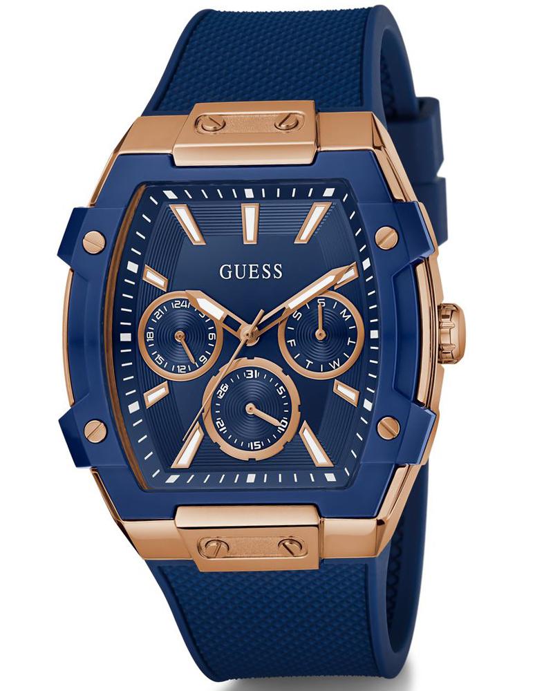Guess GW0956G4 | Mens Blue Rose Gold Tone Multi-function Watch.