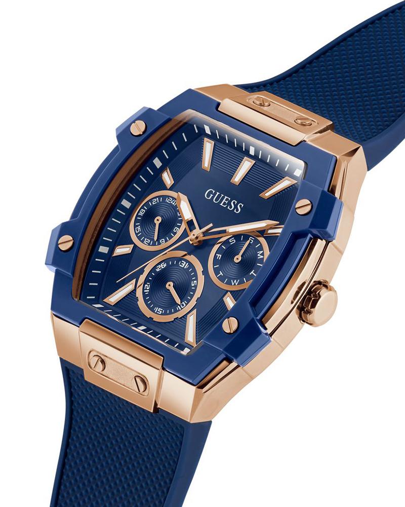 Guess GW0956G4 | Mens Blue Rose Gold Tone Multi-function Watch.