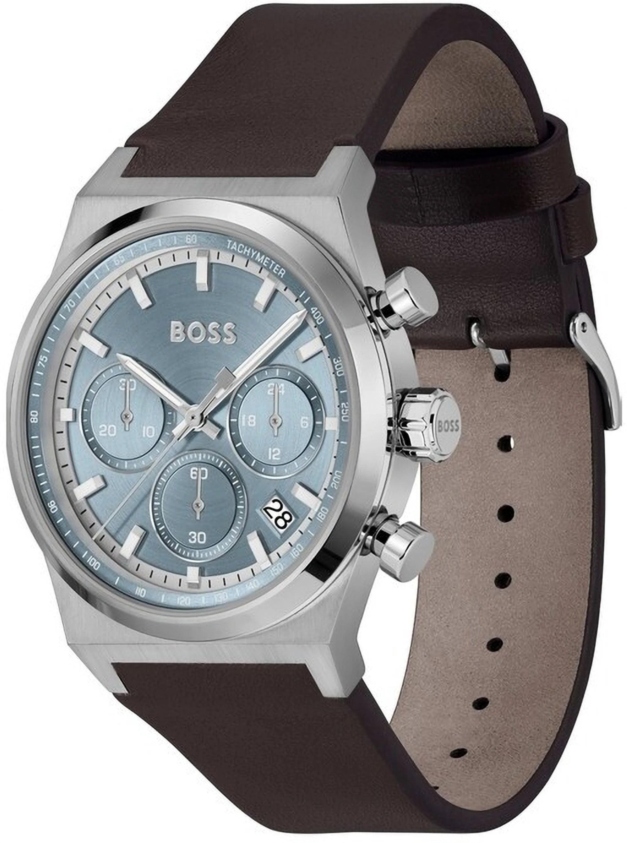 Boss 1514219 | Candor Chrono Men Quartz Blue Dial Chronograph Leather Watch