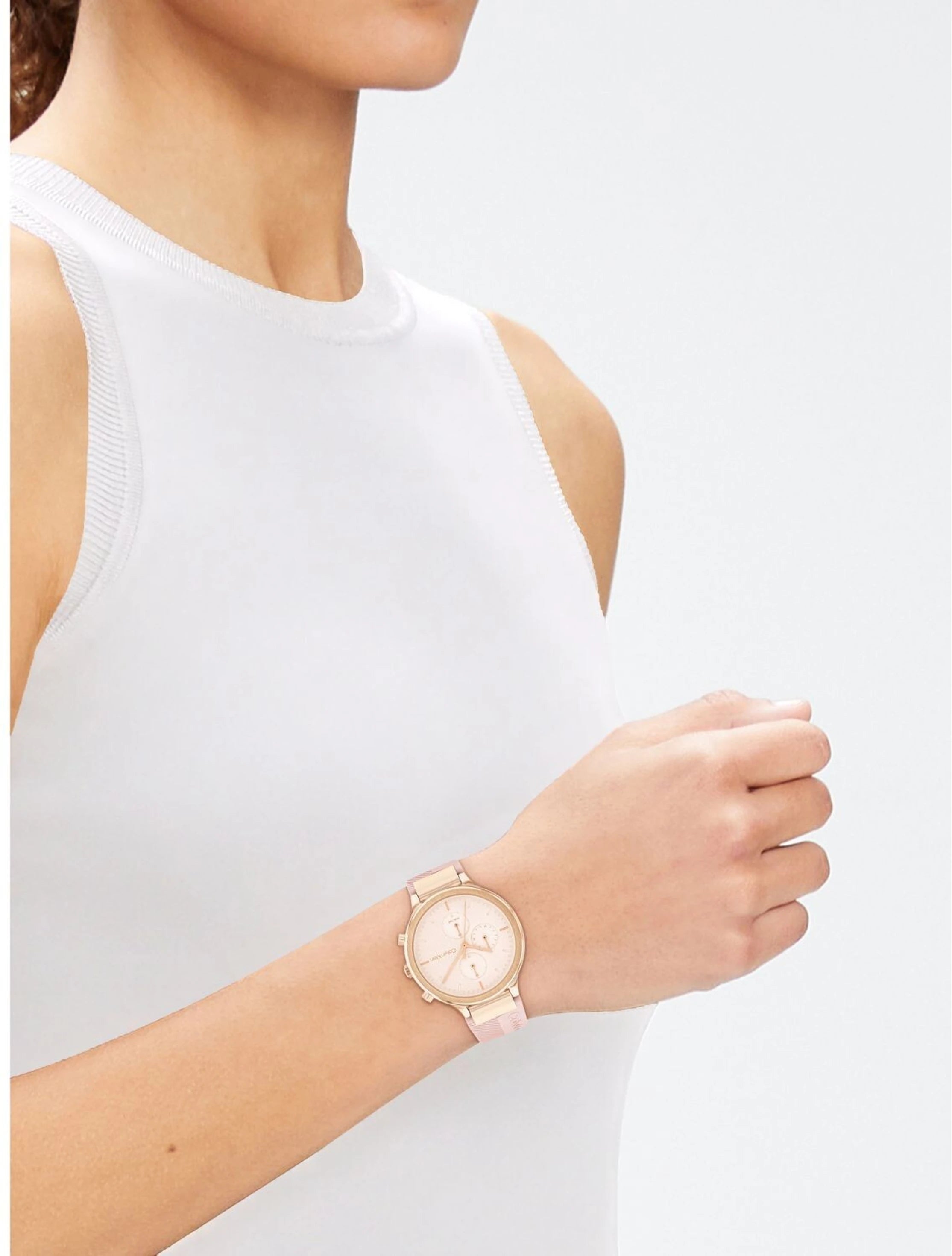 Calvin Kelin 25200243 | Energize Women Quartz Pink Dial Chronograph Silicone Watch