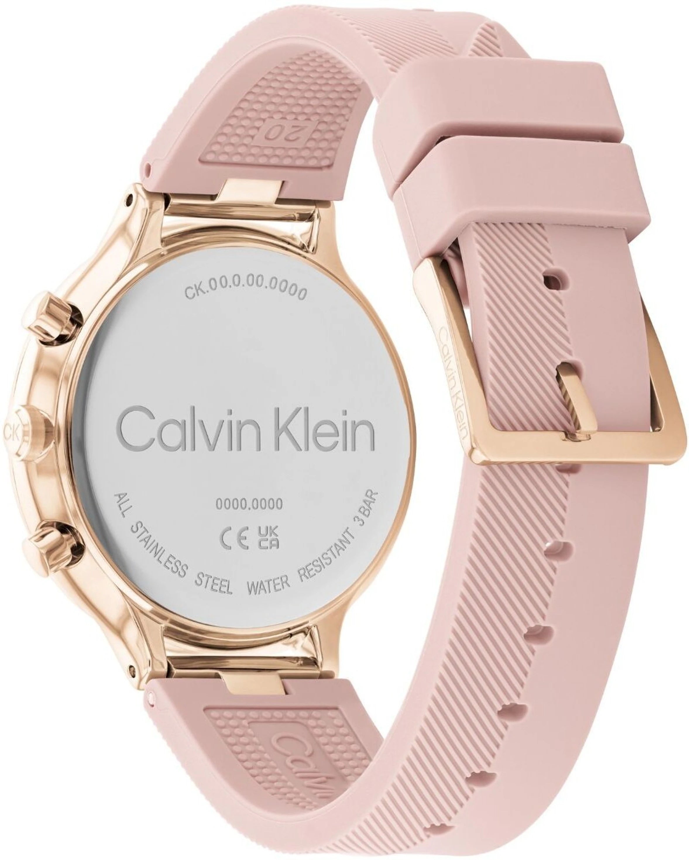 Calvin Kelin 25200243 | Energize Women Quartz Pink Dial Chronograph Silicone Watch