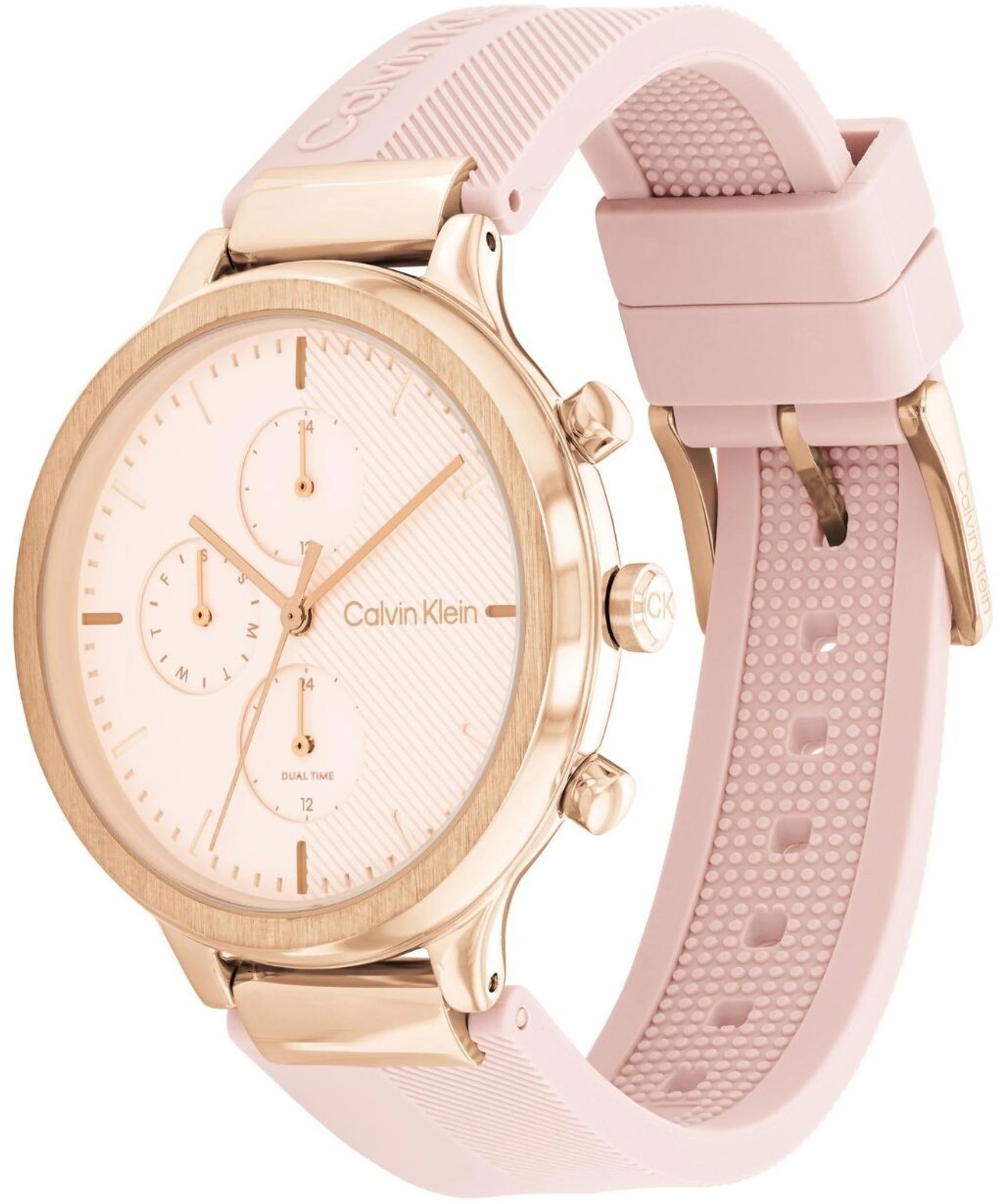 Calvin Kelin 25200243 | Energize Women Quartz Pink Dial Chronograph Silicone Watch