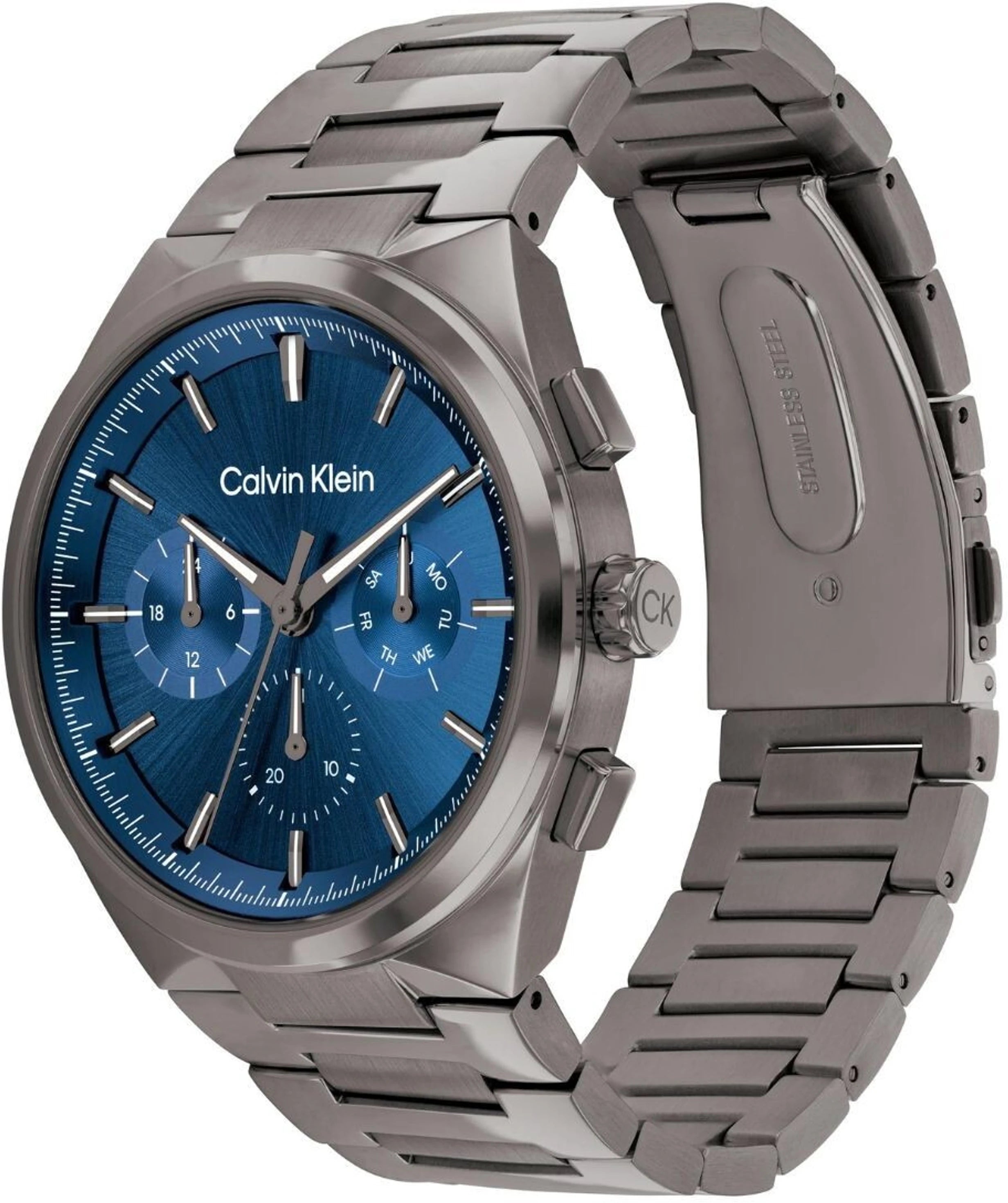 Calvin Klein 252004433 | Distinguish Men Quartz Blue Dial Chronograph Stainless Steel Watch.