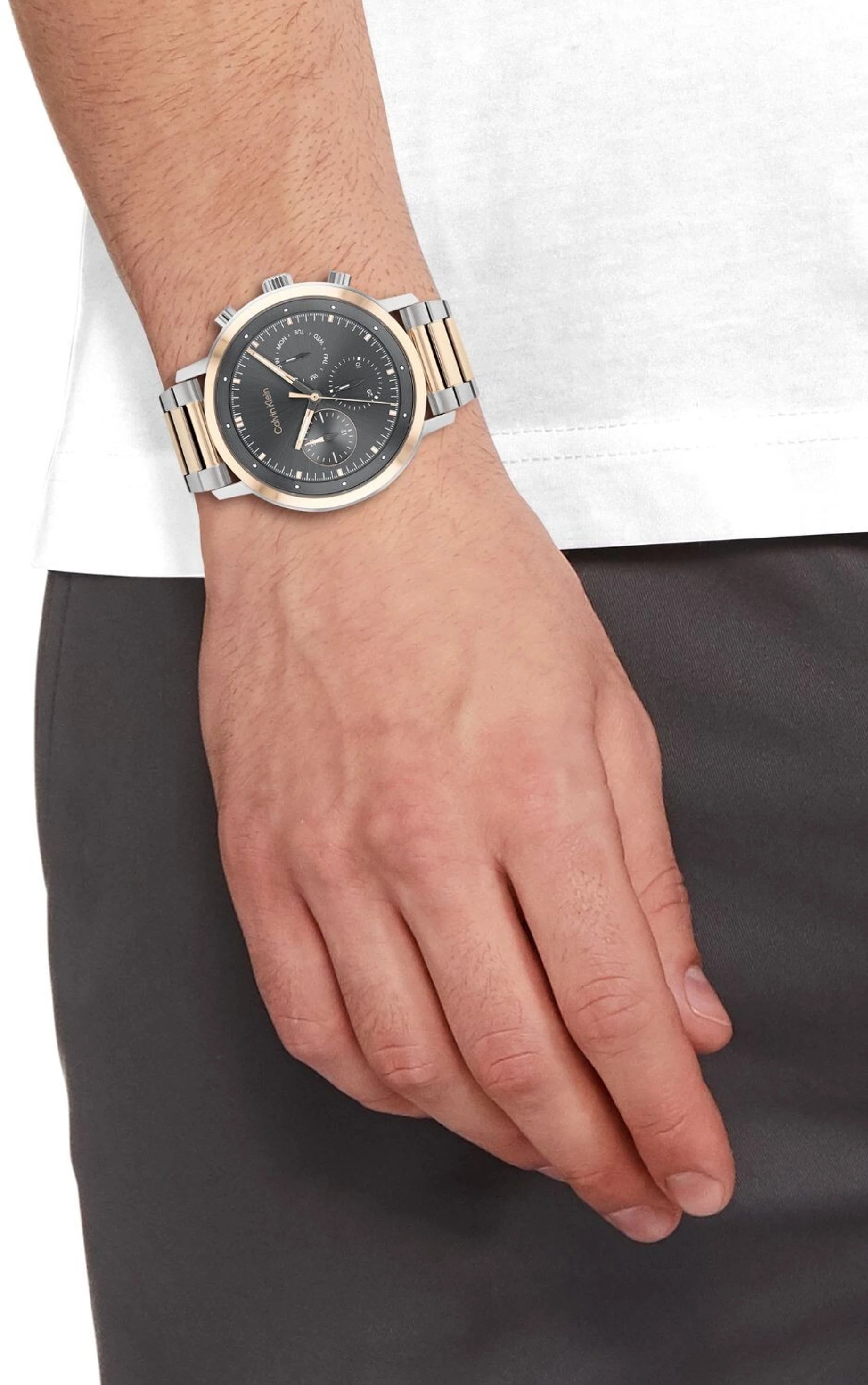 Calvin Klein 25200064 | Gauge Men Quartz Grey Dial Chronograph Stainless Steel Watch