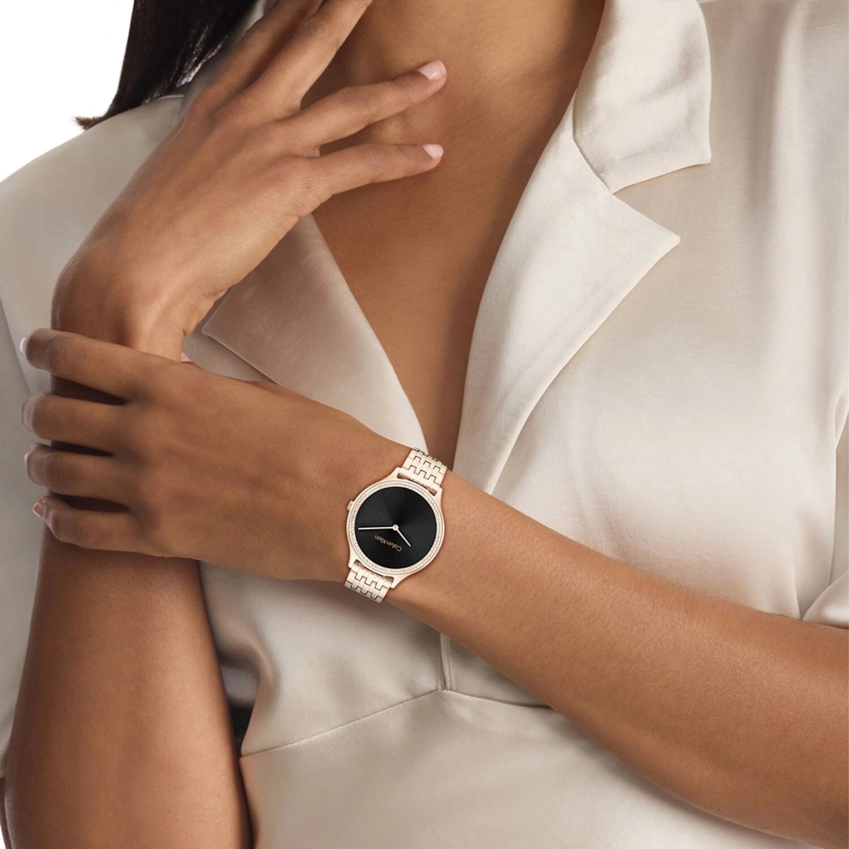 Calvin Klein 25100012 | Gleam Women Quartz Black Dial Analog Stainless Steel Watch