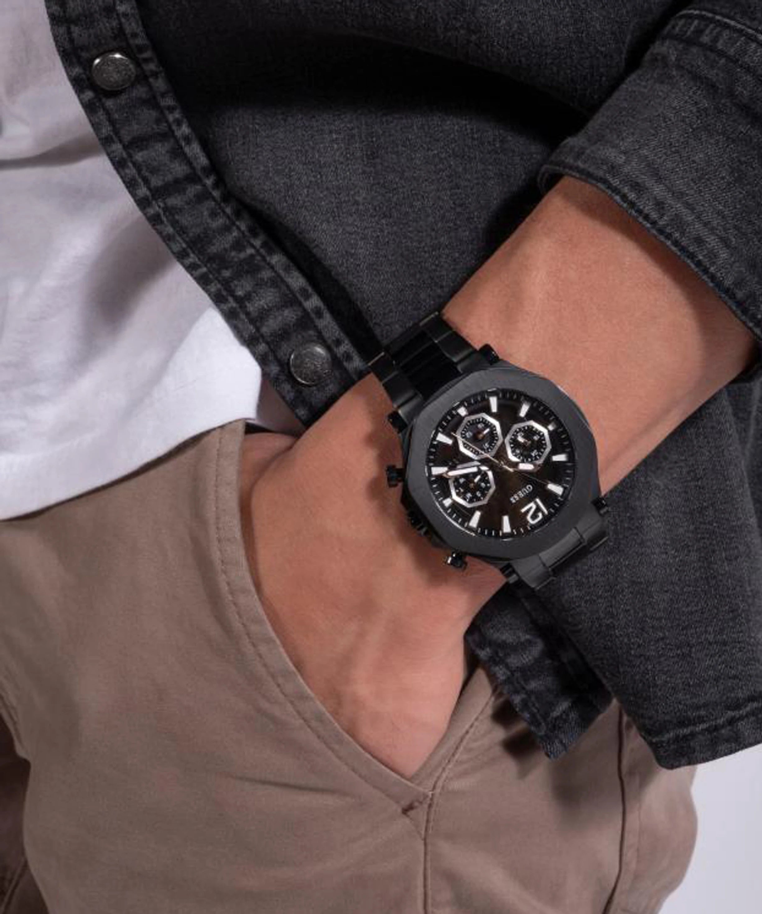 Guess GW0539G3 | Gd Edge Men Quartz Black Dial Analog Stainless Steel.