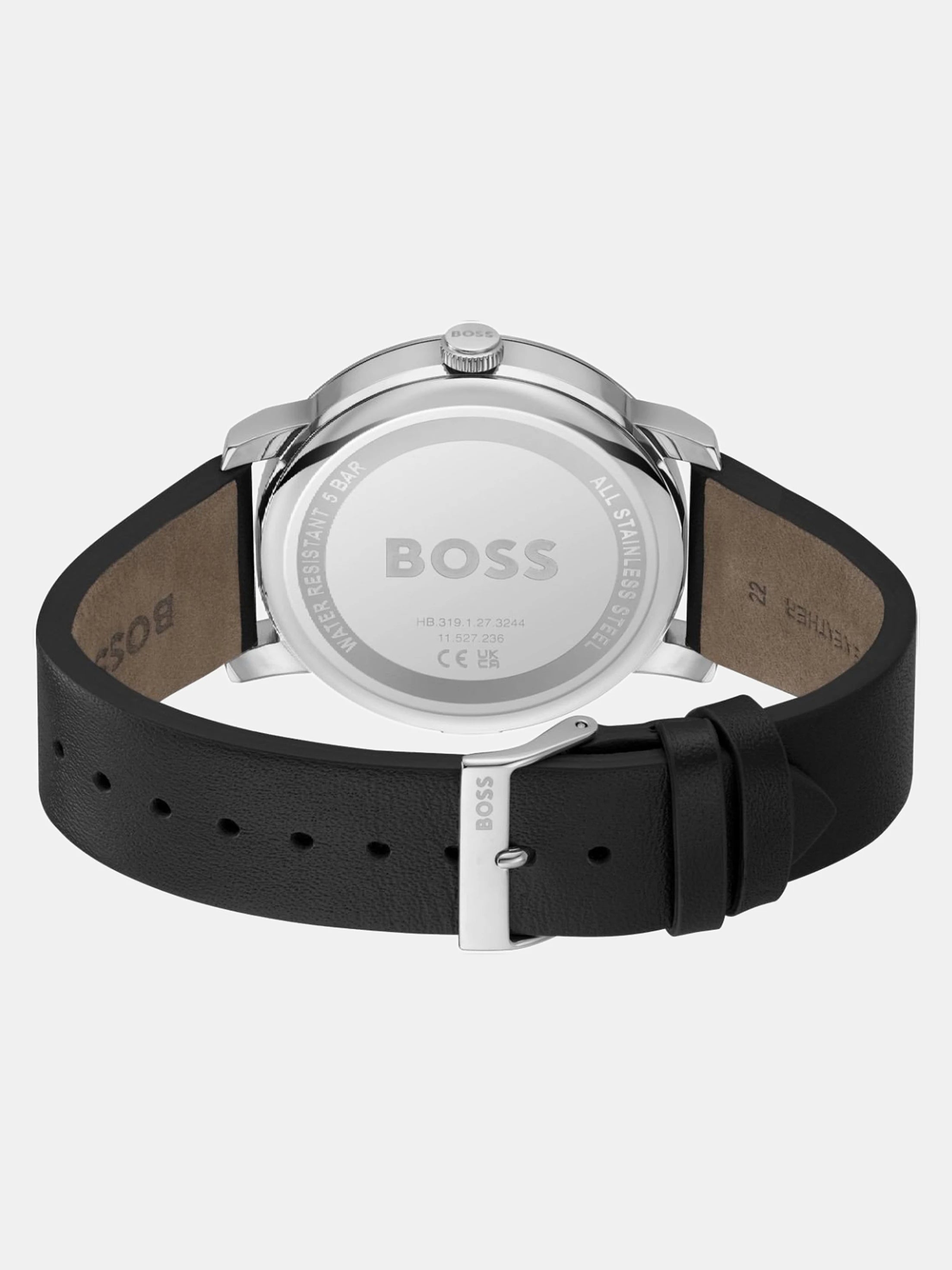 Boss 1514125 | Contender Men Quartz Black Dial Multi-Function Leather Watch.