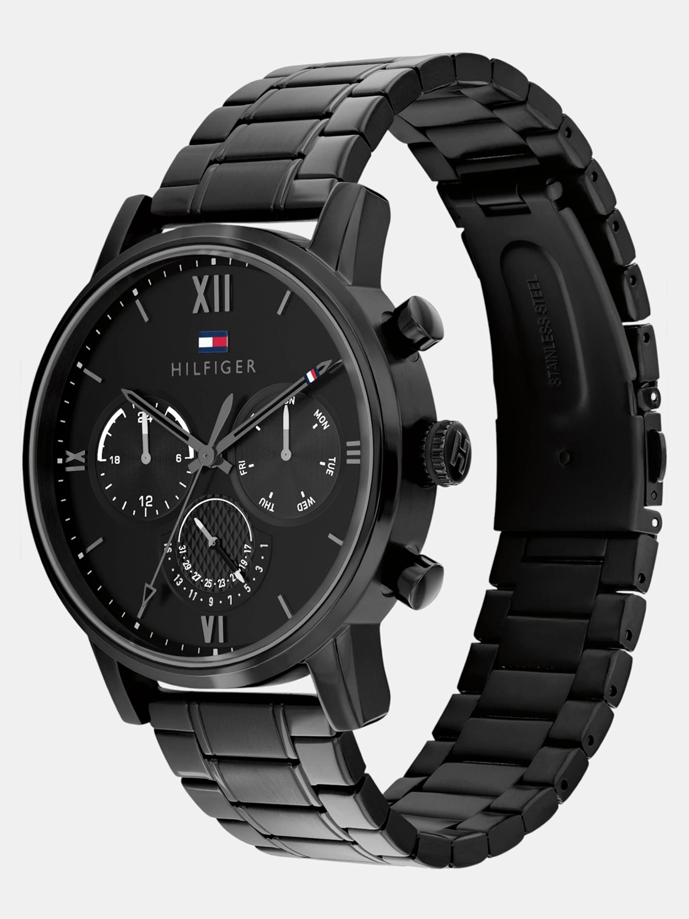 Tommy Hilfiger TH1791879W | Tommy Hilfiger Quartz Multifunction Black Dial Watch for Men.