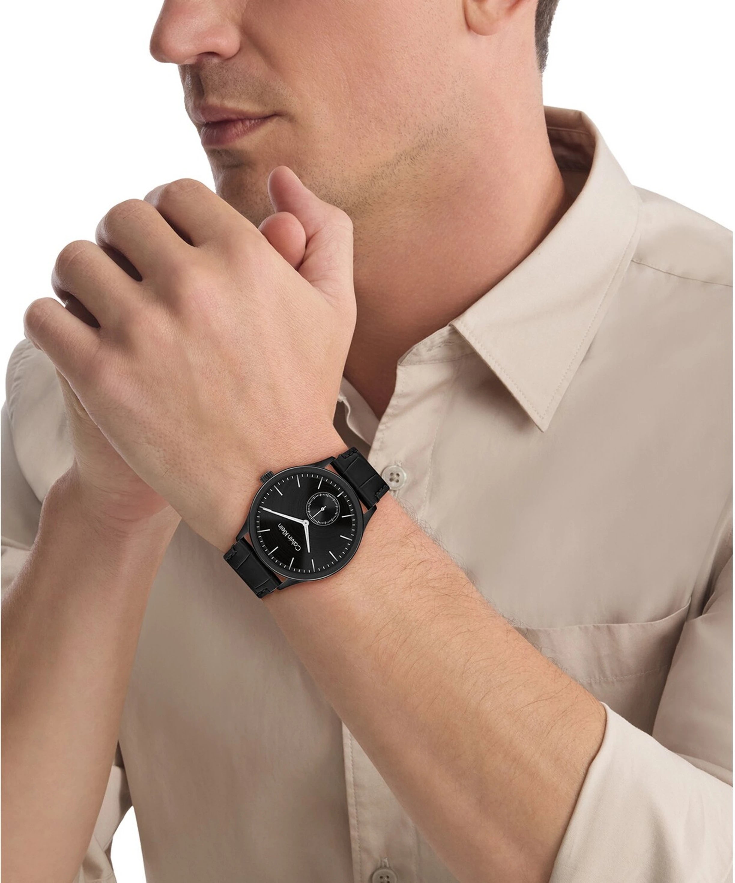 Calvin Klein 25200555 | Ck Tailored Men Quartz Black Dial Analog Leather Watch