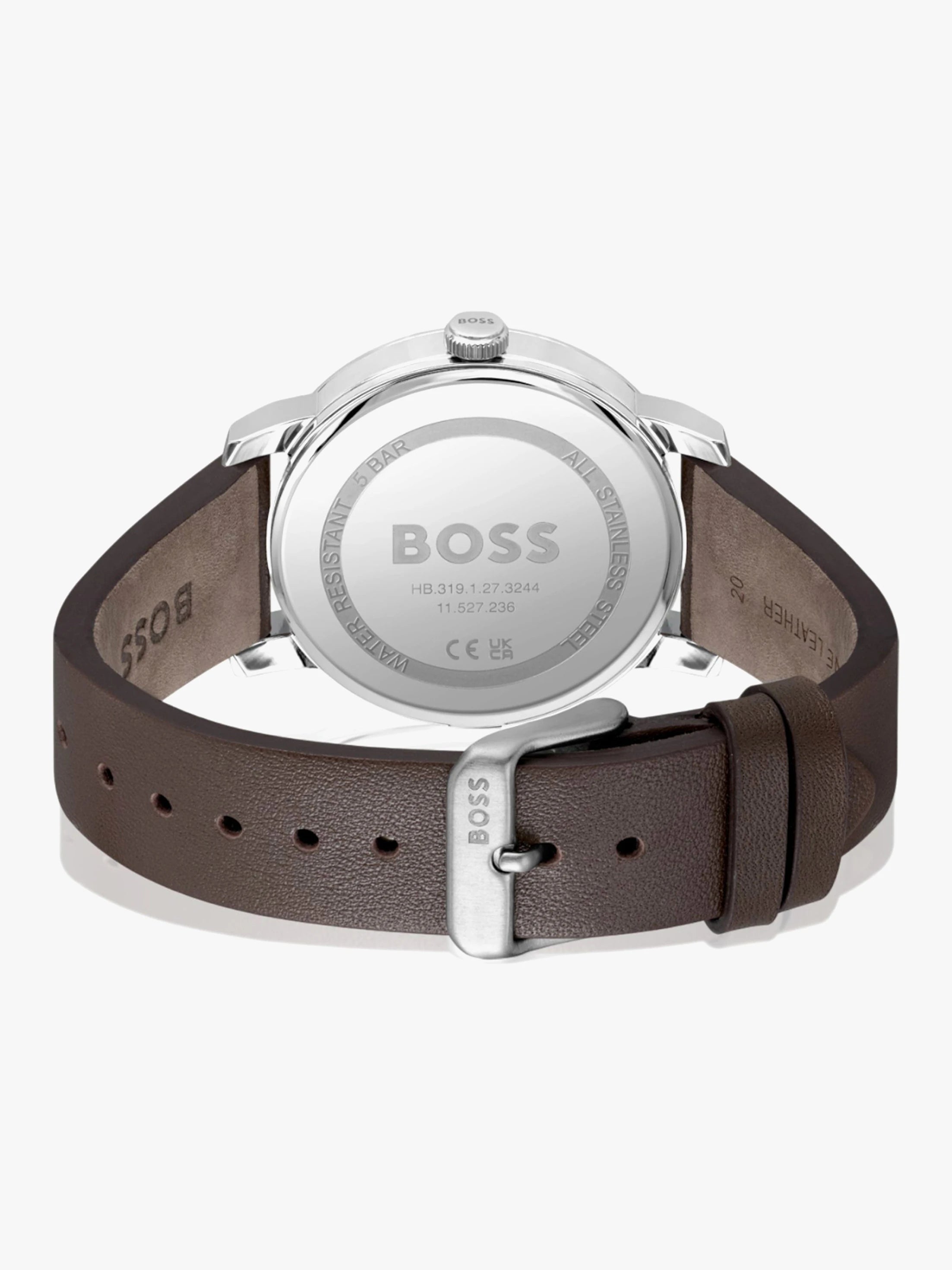 Boss 1514160 | Dean Men Quartz Blue Dial Analog Leather Watch.