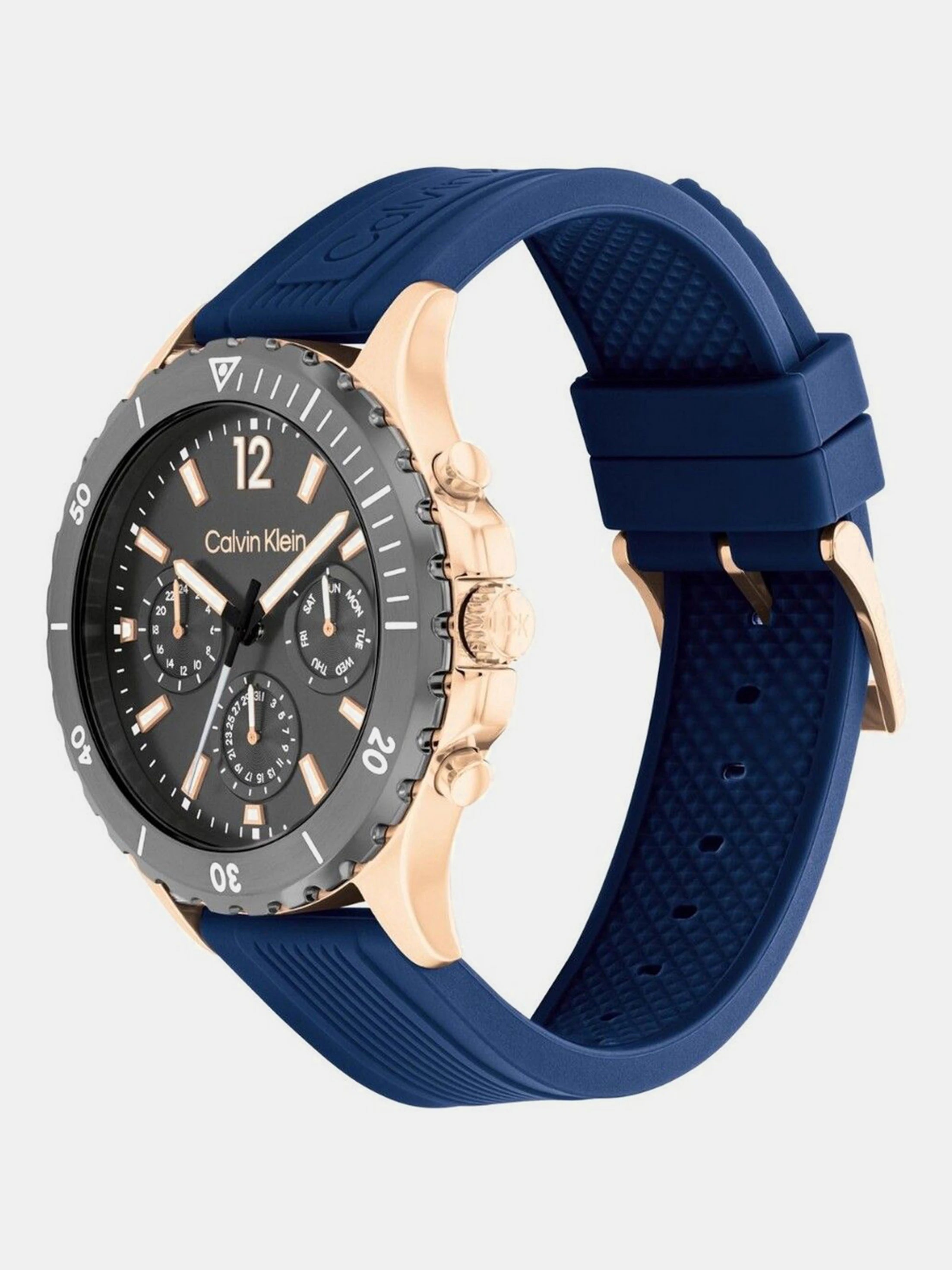Calvin Klein 25200316 | Sport For Him Men Quartz Grey Dial Chronograph Silicone Watch