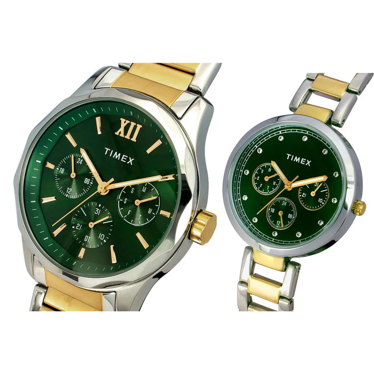 Timex TW00PR278 | Timex Empera Pairs Green Dial Round Case Multifunction Function Watch