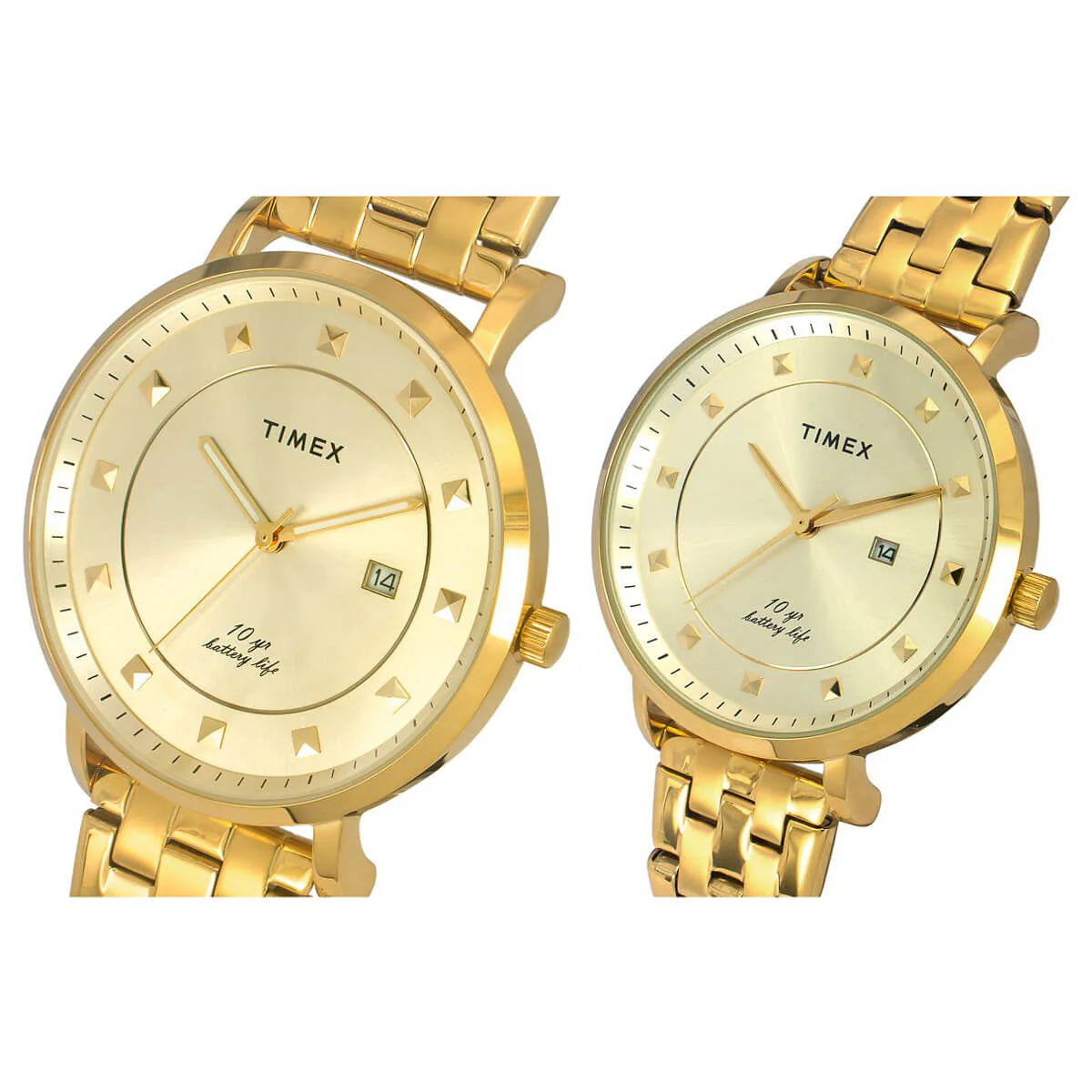 Timex TW00PR280 | Timex Empera Pairs Champagne Dial Round Case 10 Year Battery Life Date Function Watch