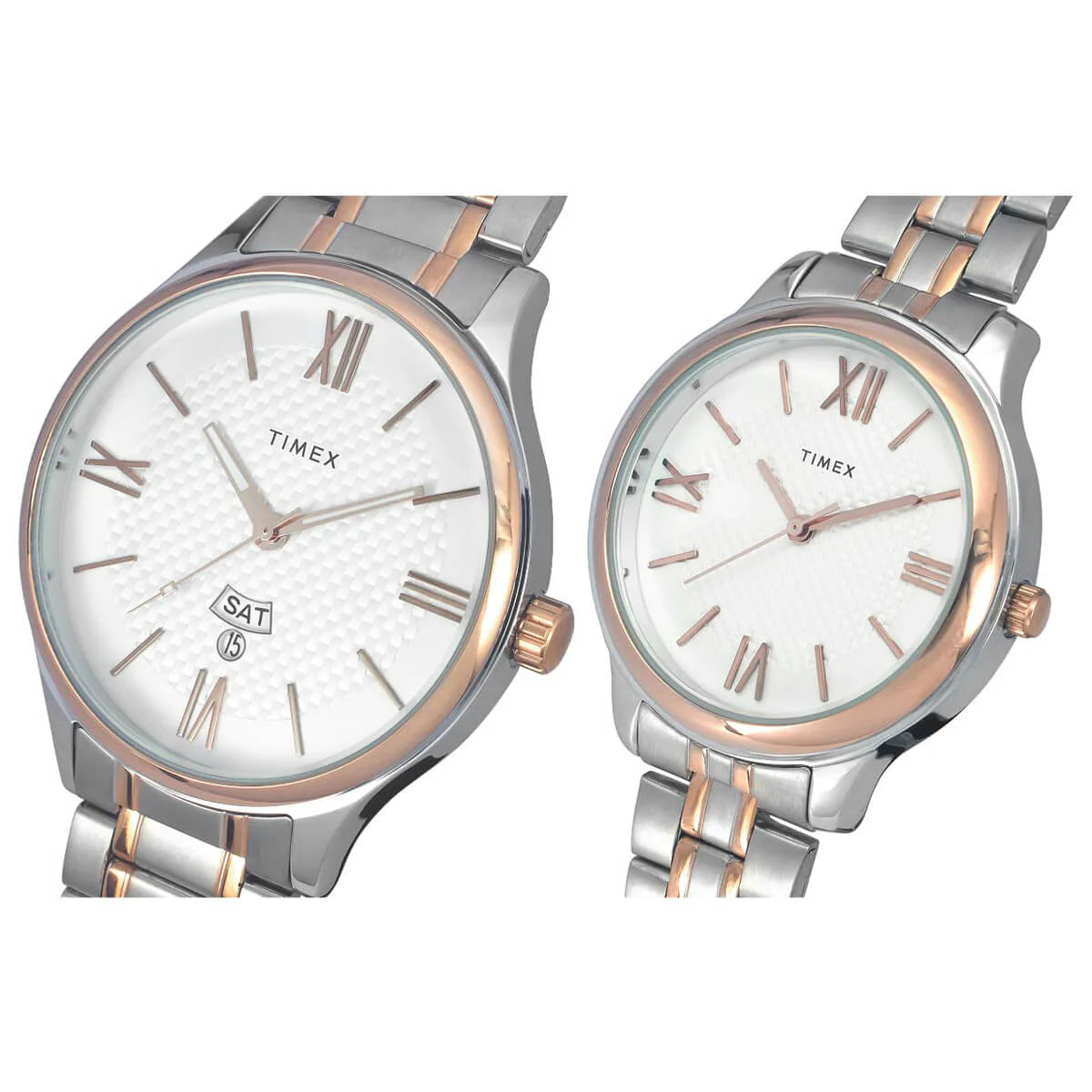 Timex TW00PR285 | Timex Empera Pairs Silver Dial Round Case Day-Date 3 Hands Function Watch
