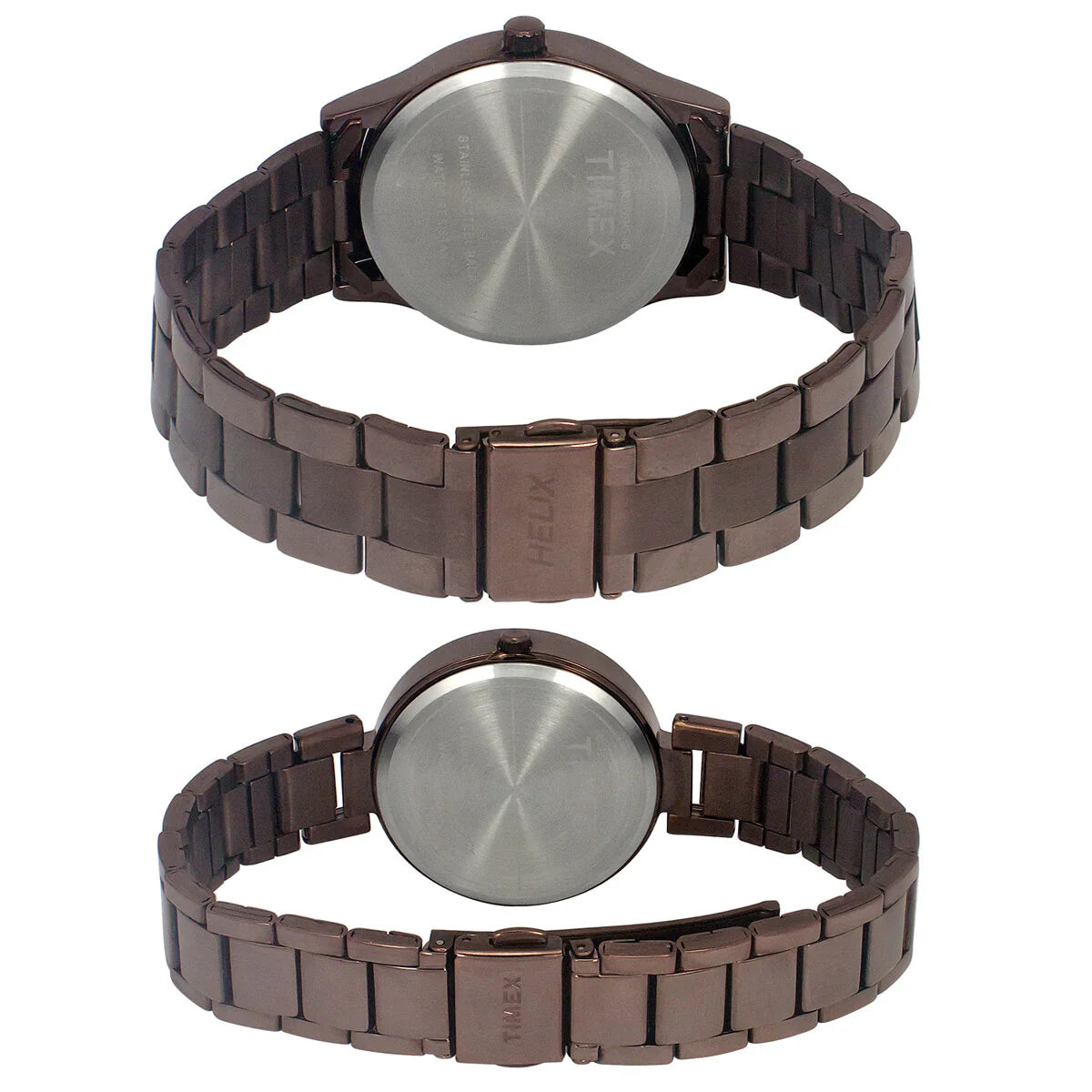 Timex TW00PR295 | Timex Fashion Collection Premium Quality 3 Hands Pair's Analog Brown Dial Coloured Quartz Watch, Round Dial with 42 mm Case width