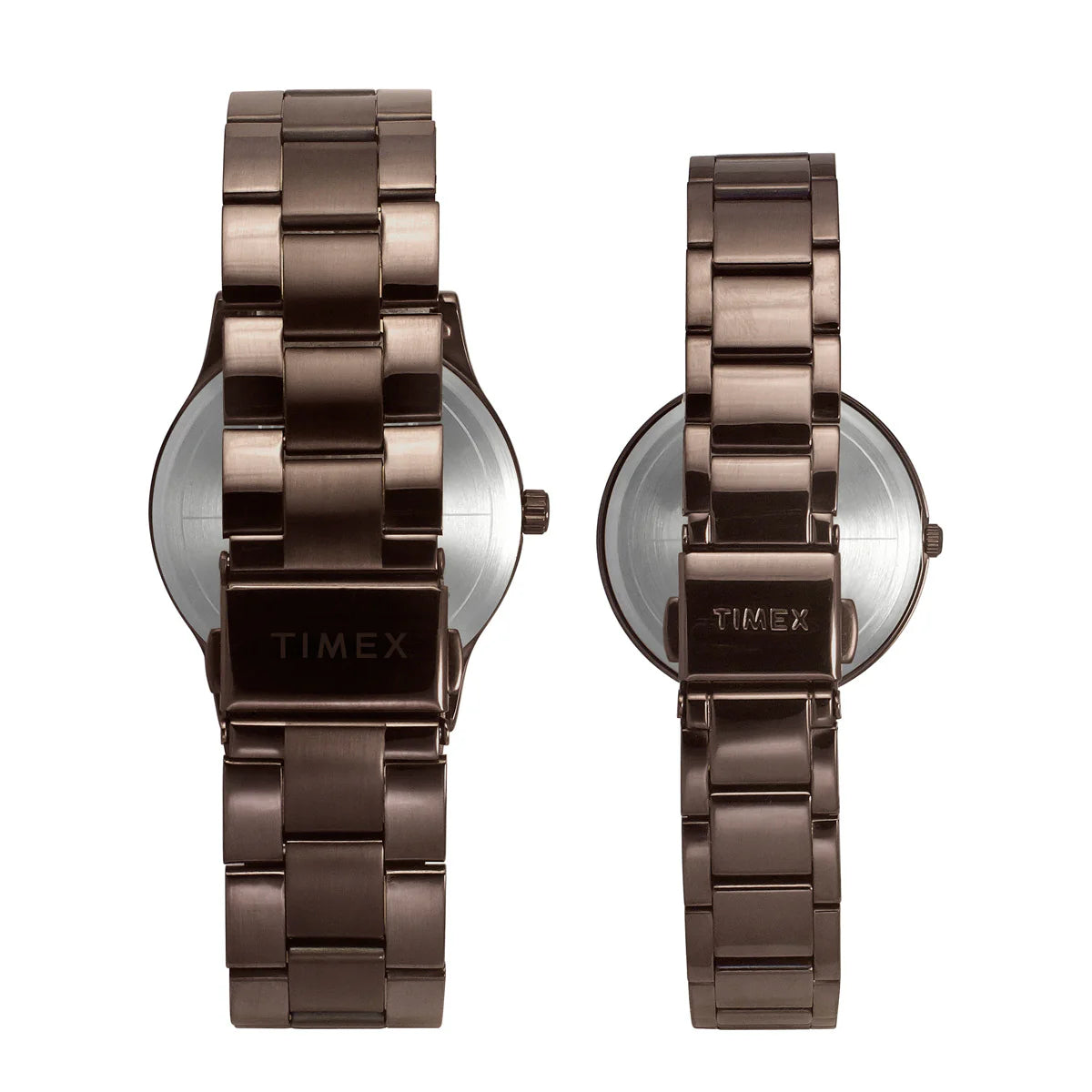 Timex TW00PR295 | Timex Fashion Collection Premium Quality 3 Hands Pair's Analog Brown Dial Coloured Quartz Watch, Round Dial with 42 mm Case width