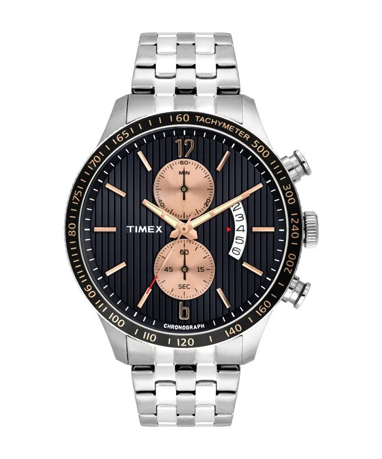 Timex TWEG14902 | Timex E Class Men's Black Dial Round Case Chronograph Function Watch