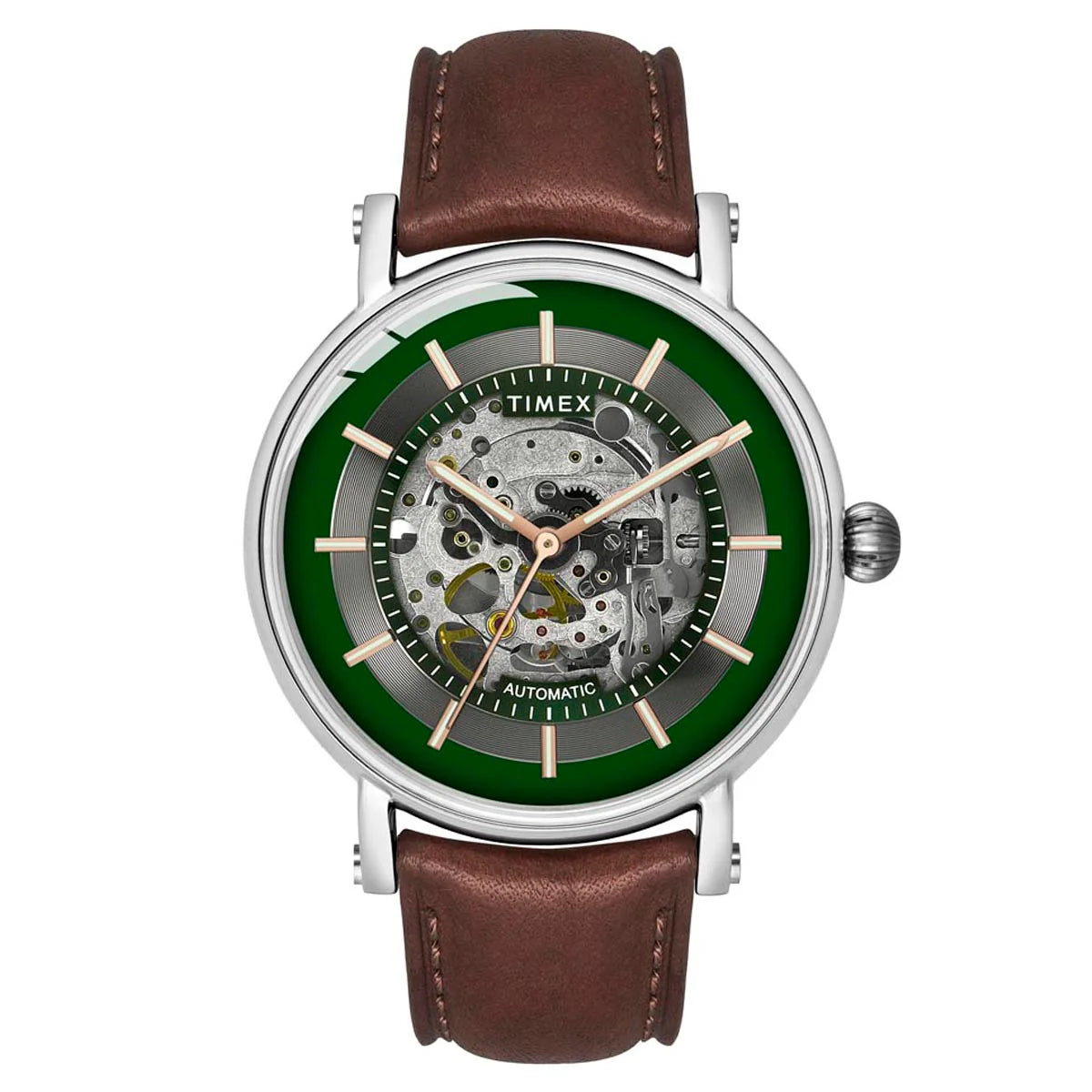 Timex TWEG16717 | Timex E Class Men's Green Dial Round Case Automatic Function Watch