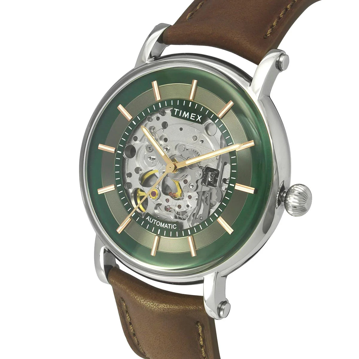 Timex TWEG16717 | Timex E Class Men's Green Dial Round Case Automatic Function Watch