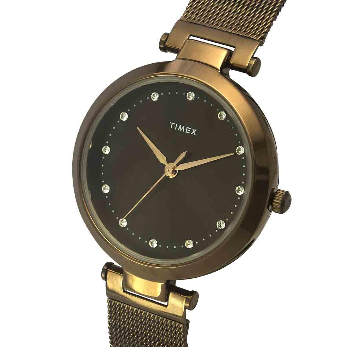 Timex TWEL11825 | Timex Fashion Women's Brown Dial Round Case 3 Hands Function Watch